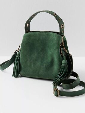 Free People Sindy Suede Crossbody Bag, Green NWOT